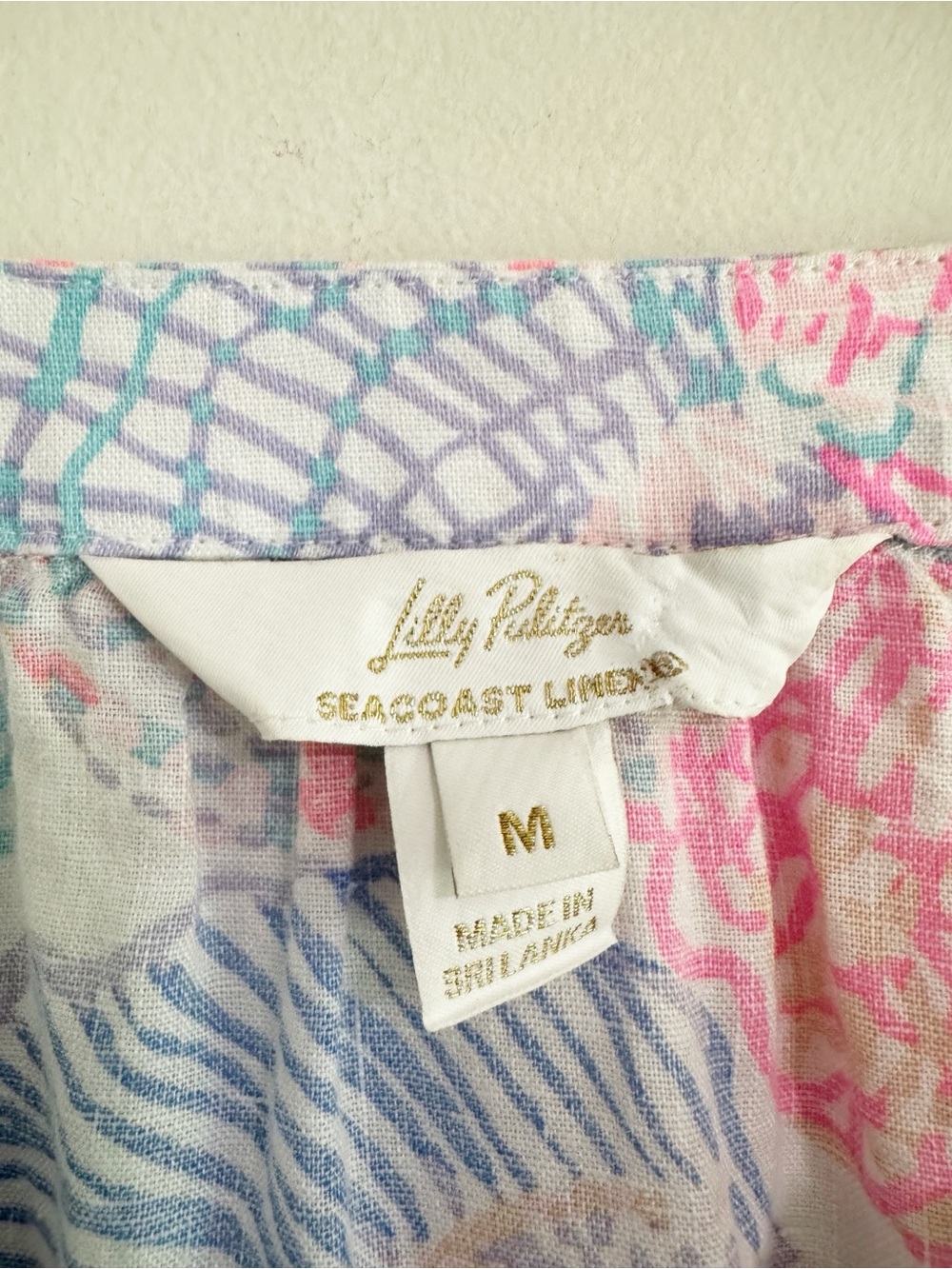 Lilly Pulitzer Seacoast Linen Caprina Roar Of The Seas Puff Sleeve Top Medium - Picture 6 of 13